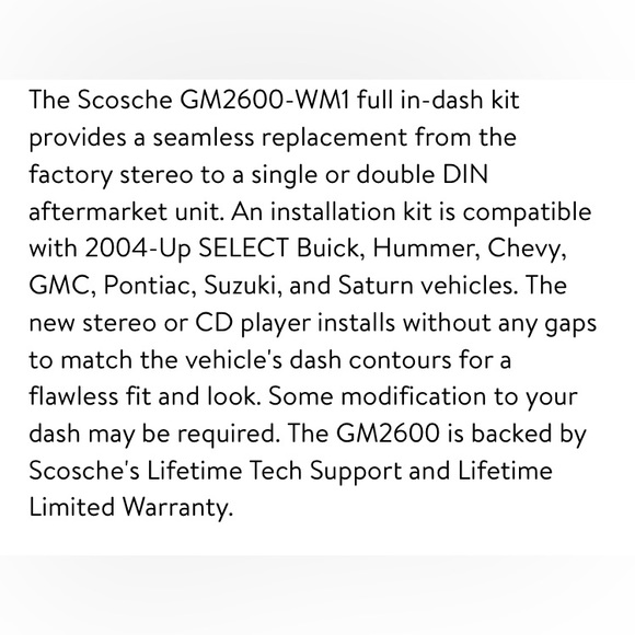 💜GM2600-WM1 Single or Double DIN Car Stereo Install Kit Comp w/ 2004-Up SELECT - Picture 9 of 10